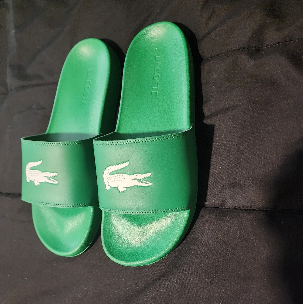 Lacoste Green Slide Sandals New Sz 11 Never Worn